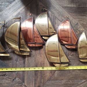 MCM Vintage brass and copper sailboat wall art